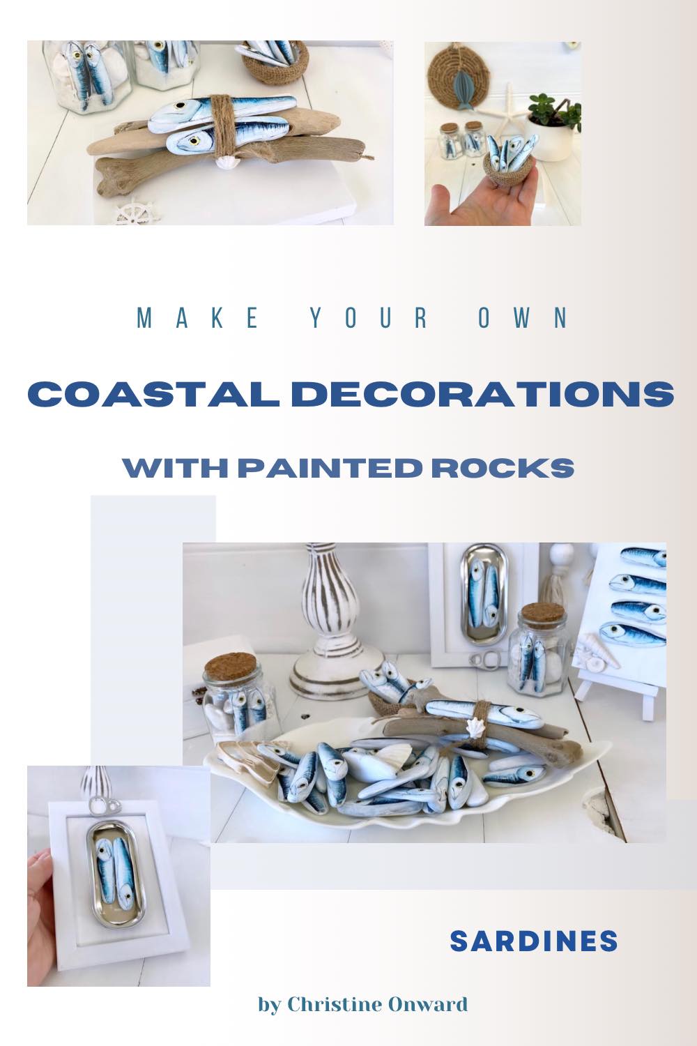 MAKE YOUR OWN COASTAL DECORATIONS WITH PAINTED ROCKS - part 1 SARDINES