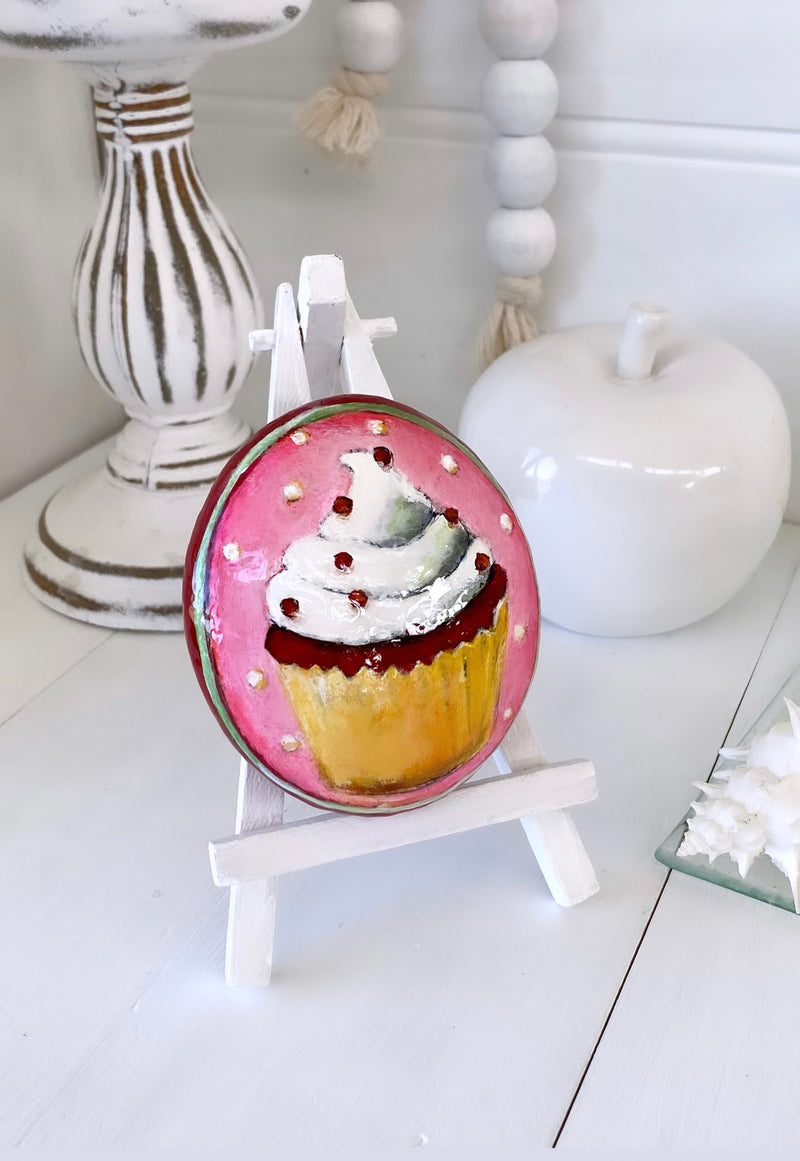 THE CUPCAKE MADNESS COLLECTION- 9 decorative painted rocks by Christine Onward (POSTAGE COST INCLUDED)