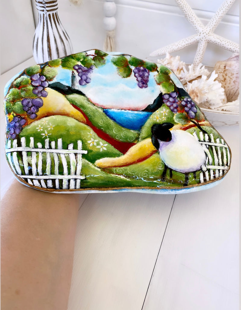 MORNING IN TOSCANA - art on rock by Christine Onward (POSTAGE COST INCLUDED)