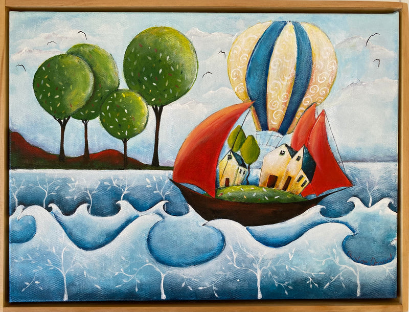 OUR FANTASTIC JOURNEYS AT SEA, original art of the ocean by Christine Onward FREE POSTAGE